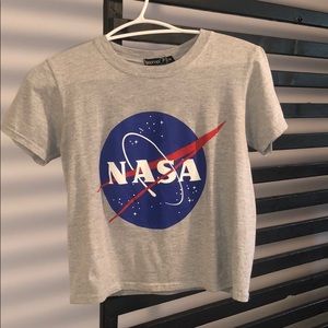 Boohoo petite NASA grey crop top